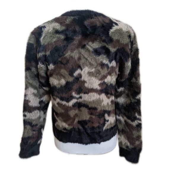 Bella Dahl soft & fuzzy camouflage cropped sweater, crew neck, size Small - Picture 2 of 10
